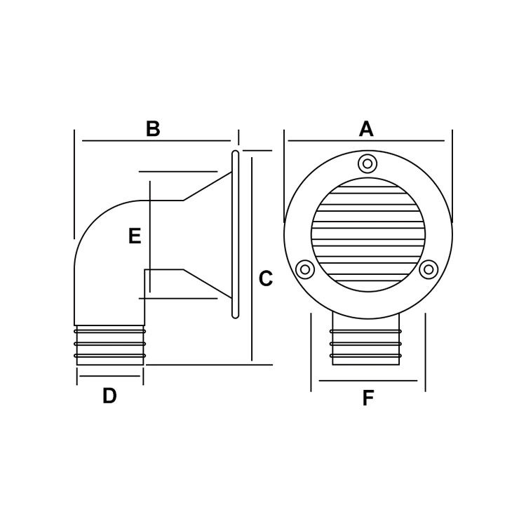 ABS Plastic Marine Thru Hull Fitting